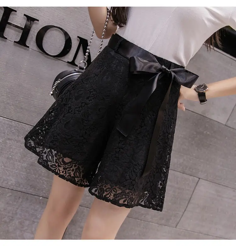 Shorts Women Summer Lace Shorts Women's 2023 Summer Korean Wide-leg Pants A-line Hakama Casual Pants Pantalones Cortos De Mujer