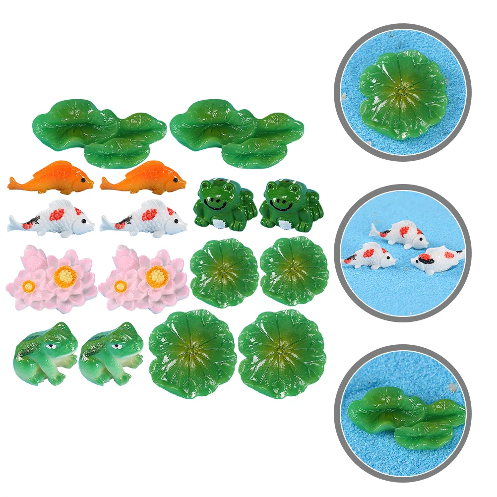 

Mini Lotus Miniature Garden Goldfish Decor Lily Frog Ornament Pads Artificial Decorationresin Water Landscape Ornaments Flower