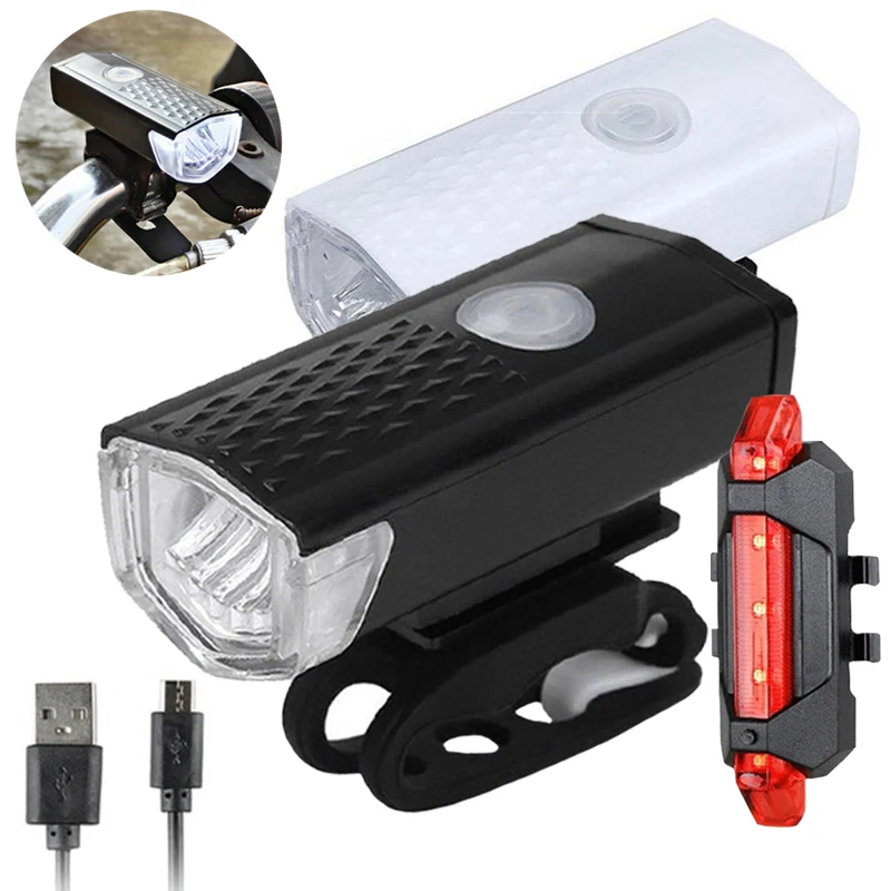 

Motorcycle Bicycle Lights USB Rechargeable Waterproof Safety Warning Light Front Back Rear Taillight Moto Lighting Accessories