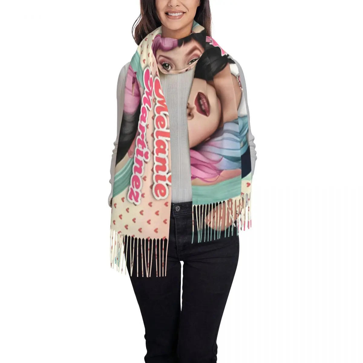 Шарф с узором Melanie Martinez женские головные платки музыкальной певью и кисточками