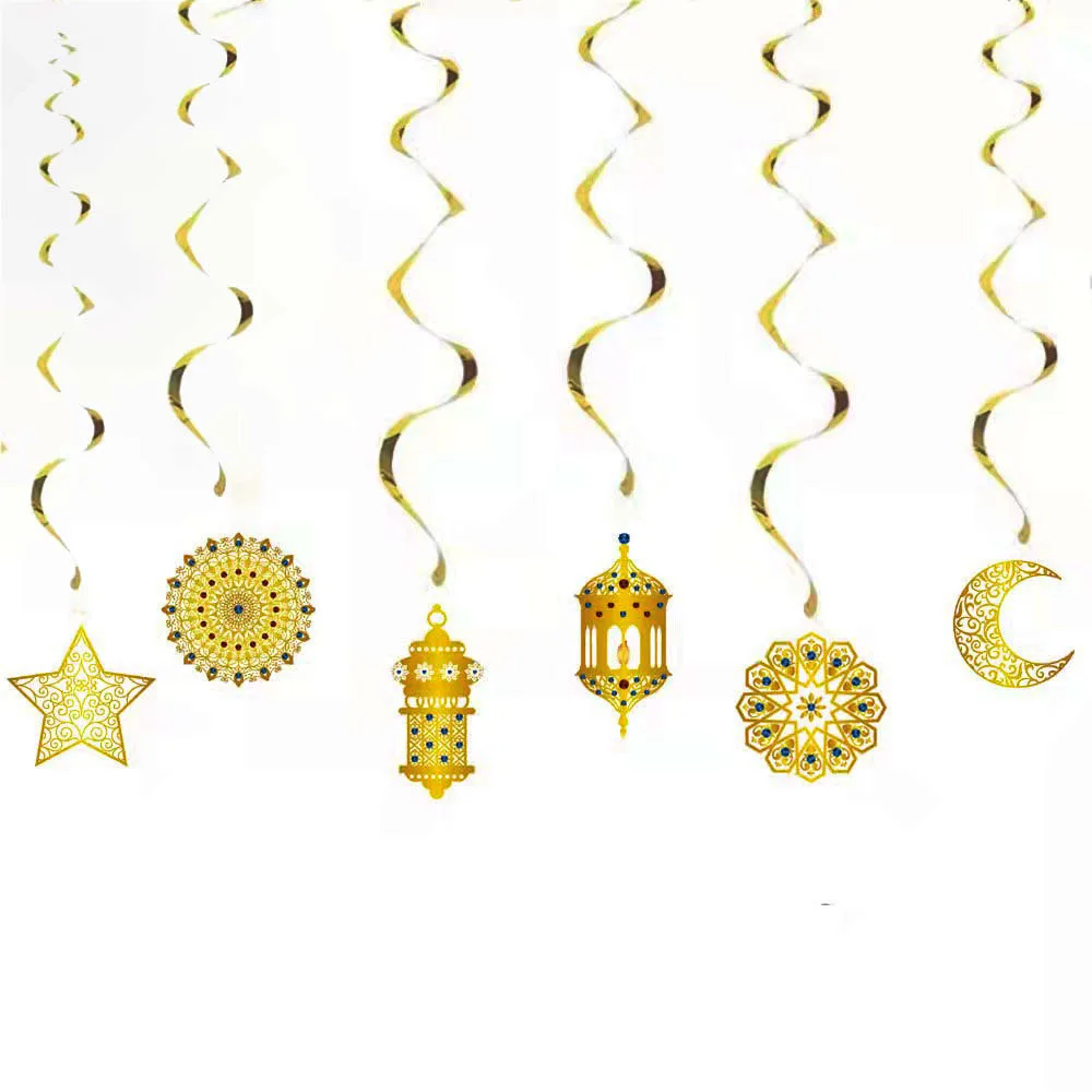 

6pcs/set Eid Mubarak Decor Hanging Pendant Ramadan Kareem Decoration For Home Muslim Festival Wedding Birthday Party Supplies