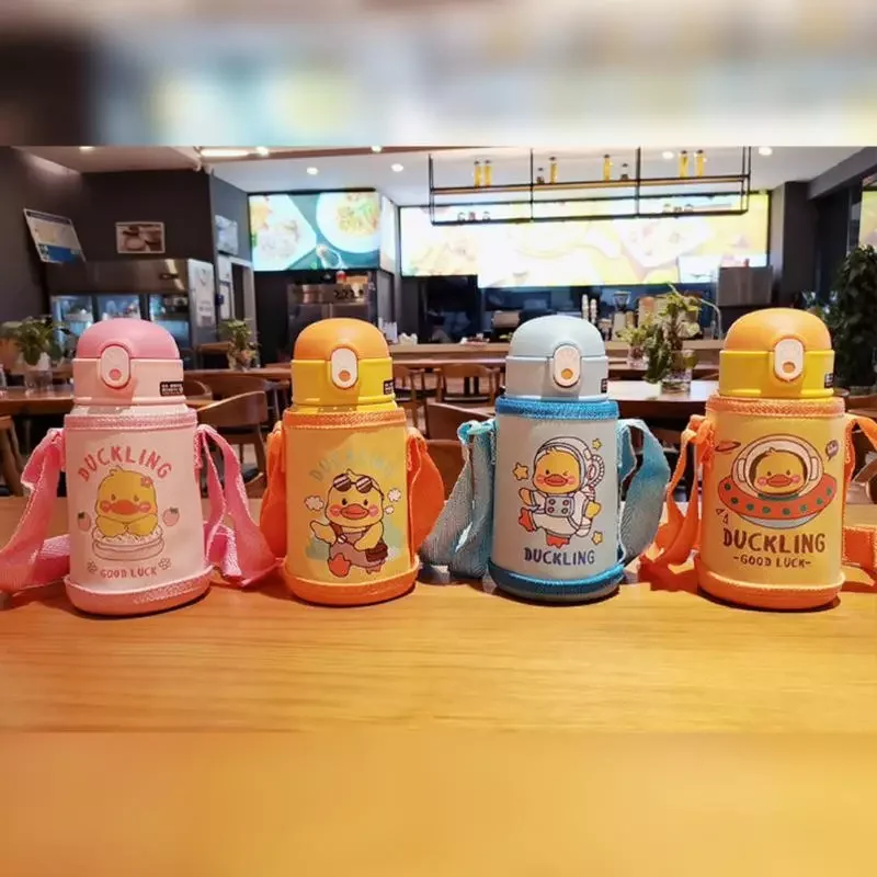 

New in Water Bottle Thermal Cup Cartoon Animal Pattern Stainless Steel Insulation Cup with Straw Thermos Travel Cup christmas de