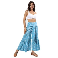 summer wide leg pants bohemian style ankle length high waist lightweight breathable flared trousers