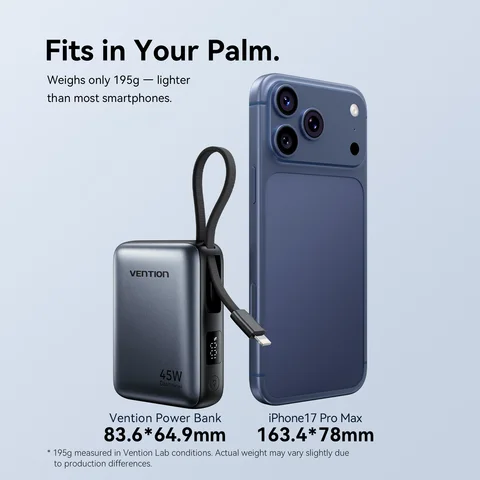 Power Bank Vention 10000 мАч, 45 Вт, быстрая зарядка, встроенное портативное зарядное устройство C & L для iPhone, Samsung Galaxy, внешний аккумулятор Powerbank