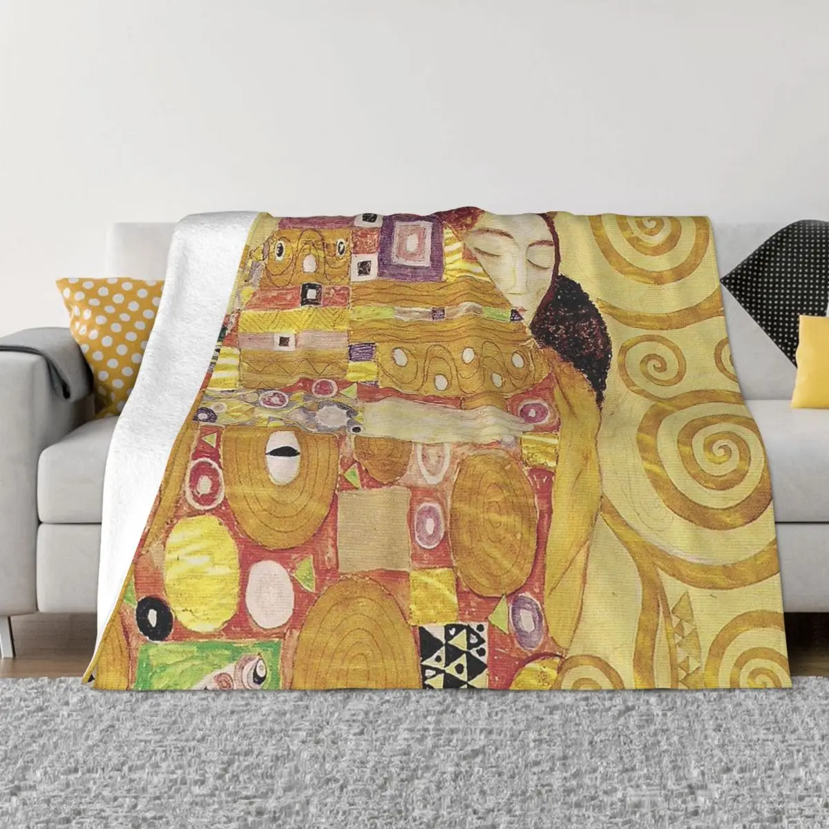 

Gustav Klimt Blanket Velvet Spring/Autumn Lady Freyas Art Portable Lightweight Thin Throw Blanket for Bedding Bedroom Rug Piece