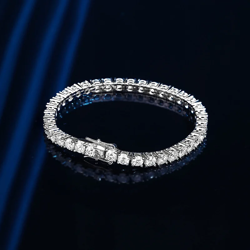 

Женский серебряный браслет, 4 мм, Круглый браслет, свадебная бижутерия для тенниса из муассанита, бесплатная доставка