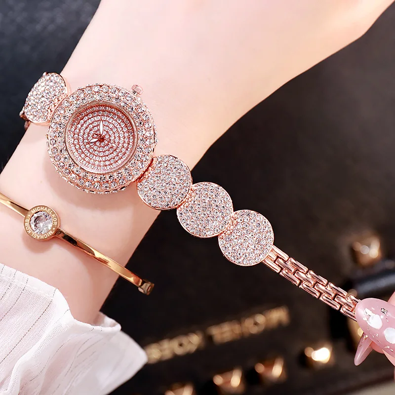 Luxury Women's Fashion Quartz Watches Ladies Stainless Steel Rhinestone Bracelet Gifts Dress Wristwatches