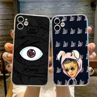 bad bunny x100pre phone case transparent for iphone 13 12 11 pro max mini x xr xs 7 8 6s plus phone full coverage covers