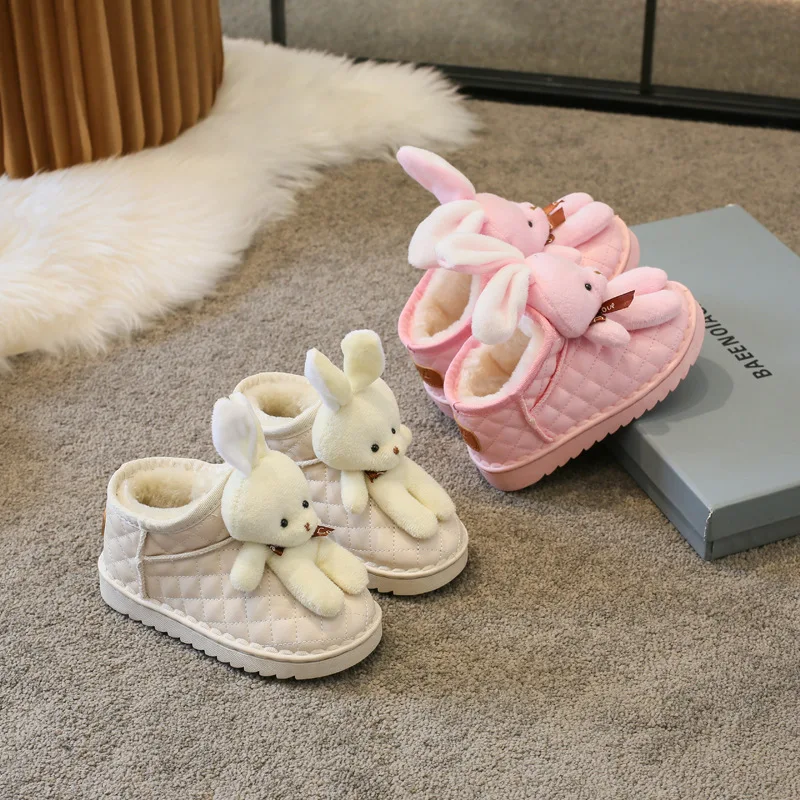 Зимние ботинки для девочек бархатные теплые снега хлопковая обувь с мультяшным