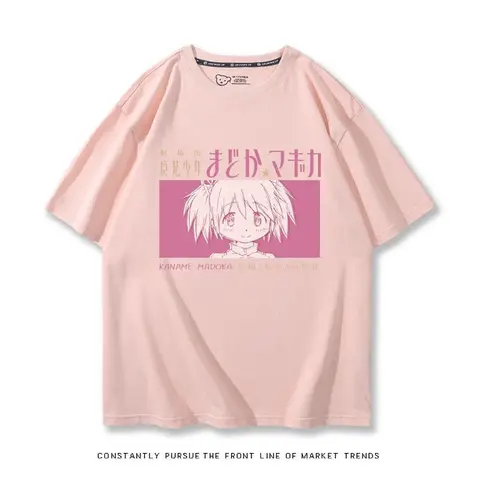 Аниме Puella Magi Madoka Magica Series Kawaii Футболка с принтом Летняя футболка Топы с короткими рукавами для мужчин и женщин Повседневная одежда унисекс