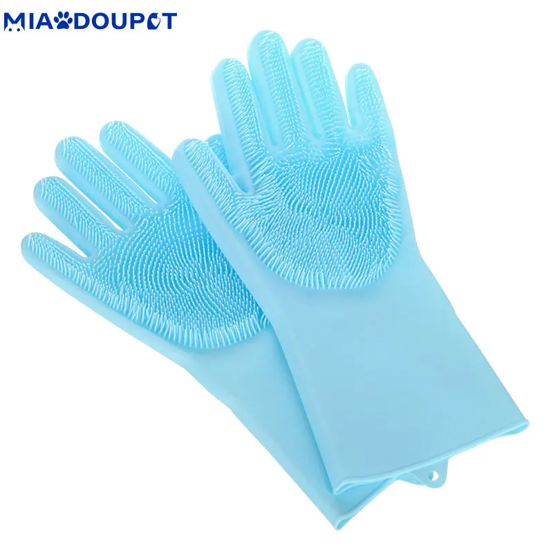 

MIAODOUPET Pet Grooming Cleaning Gloves Dog Cat Bathing Shampoo Glove Scrubber Magic Dishwashing Cleanner Sponge Silicon Hair