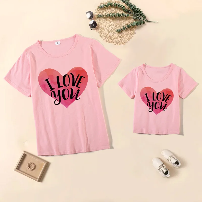 

1 шт. Семейные рубашки Love You День Святого Валентина подходящая одежда папа мама и я Семейные подходящие футболки хлопковые топы наряды