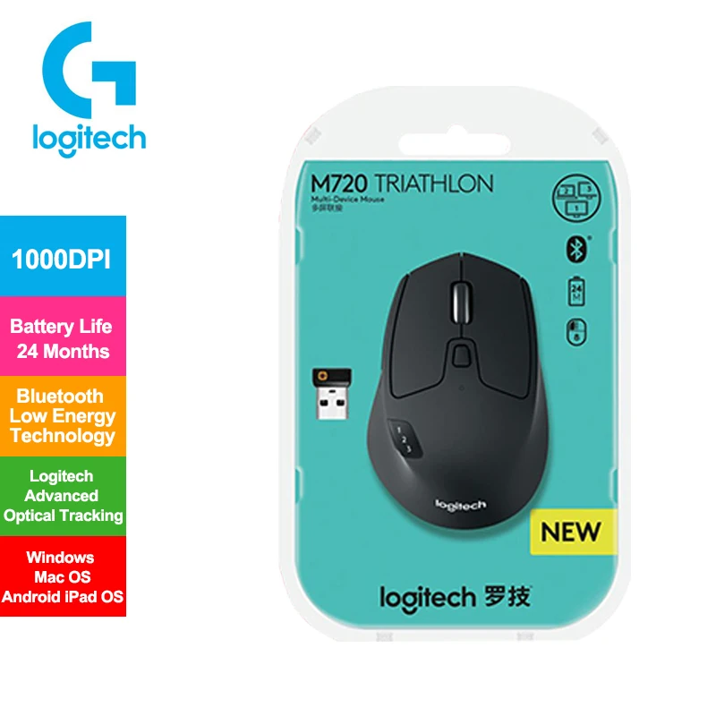 

Logitech M720 2.4GHz Wireless Mouse with 1000dpi Unifying Dual Mode Multi-Device Logitech Advanced Optical Tracking Mice Mouse