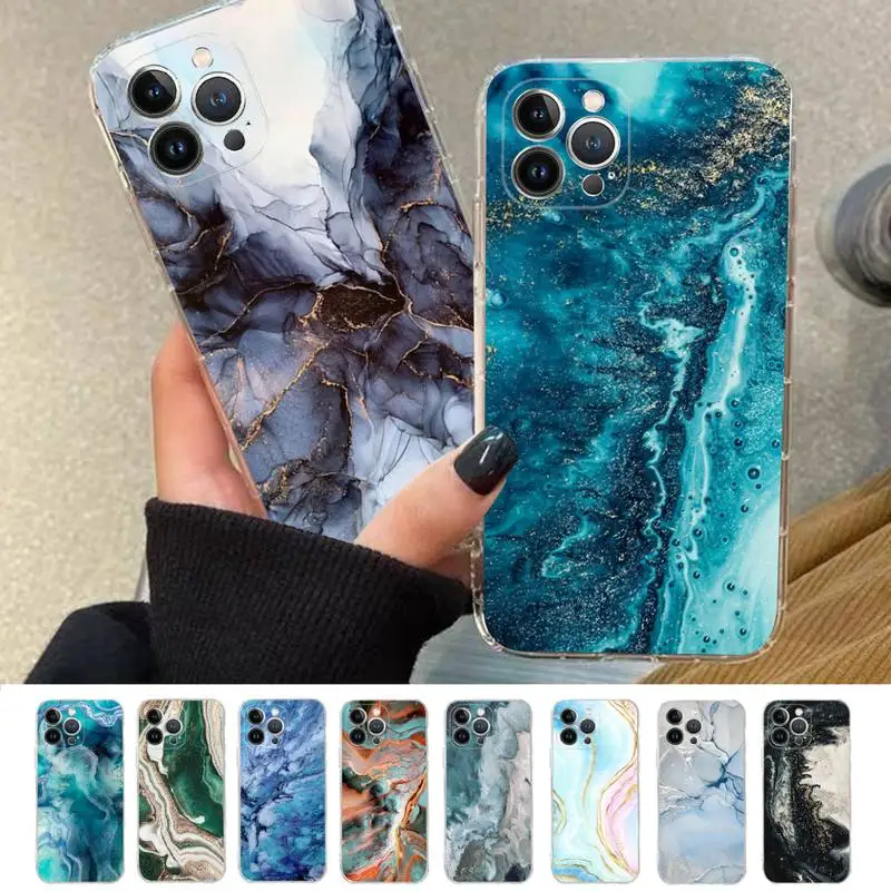 

Watercolor Marble Phone Case For iPhone XR X XS Max 14 13 Pro Max 11 12 Mini 6 7 8 plus SE 2020 Printing Cover