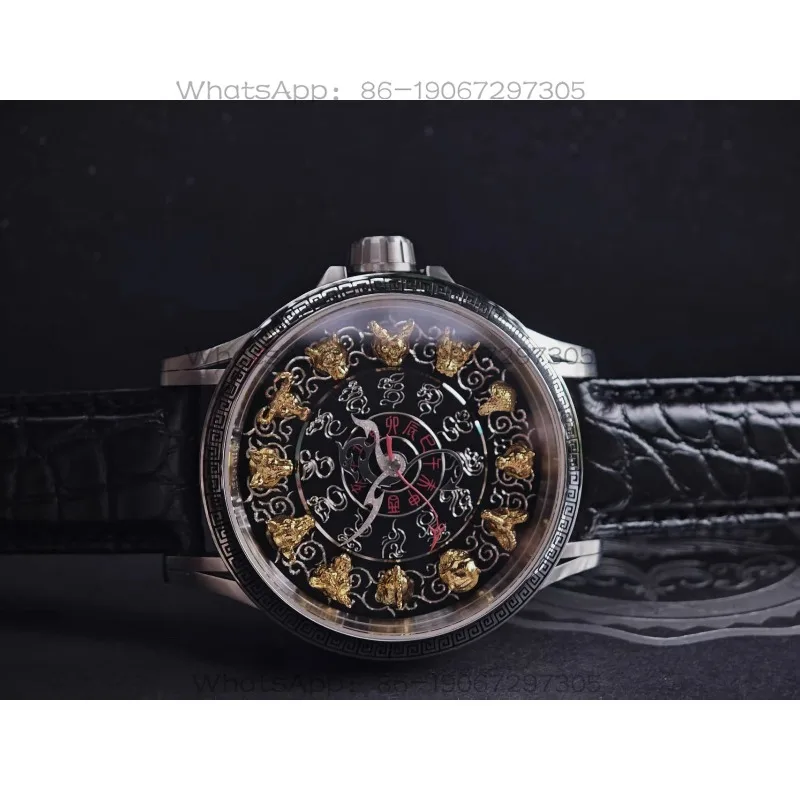 Часы Hanfeng Retro Zodiac с микрогравировкой, головой зверя, из стерлингового серебра, с автоматическим механическим механизмом (art.: 3920dcb181827) - 3920dcb181827