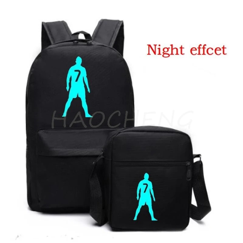 Модный комплект из двух предметов с светящимся принтом CR7 детский рюкзак уличная