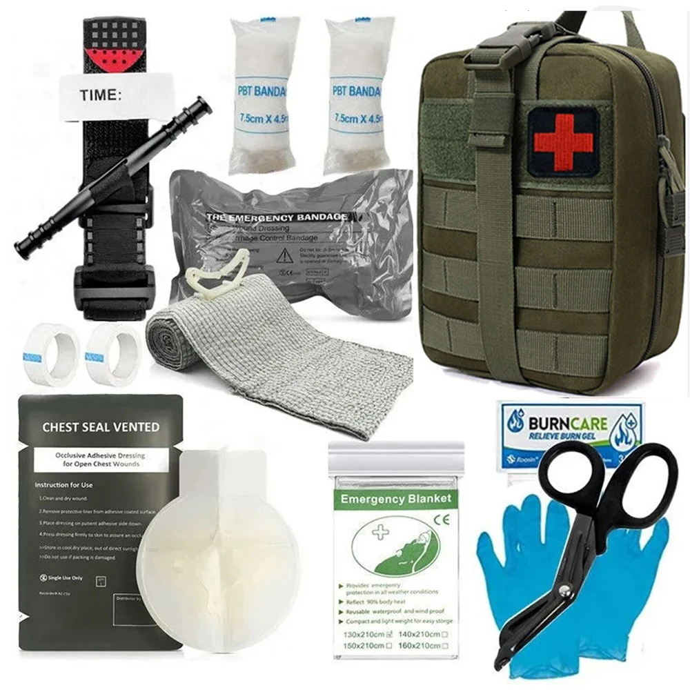 

Survival first-aid kit for outdoor mountain climbing camping Tactical hemostatic bandage Disaster Survival trauma medical kit