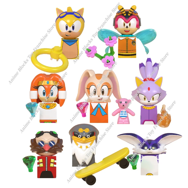 

Sonic the Hedgehog Mini Building Blocks Figures Ray Rabbit Charmy Bee Tikal Blaze Storm Cartoon Action Figure Dolls Assemble Toy