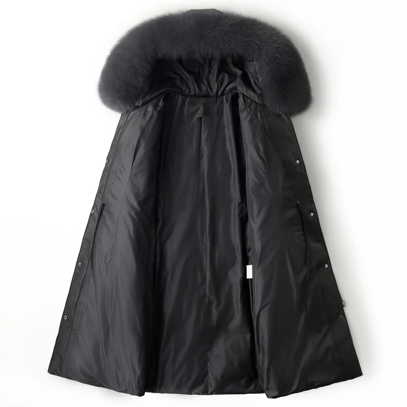 

Fur Collar Winter Coat Fox Women Clothes Genuine Leather Jacket Female Fur Coat Hooded Thicken Warm Down Jacket Casaco