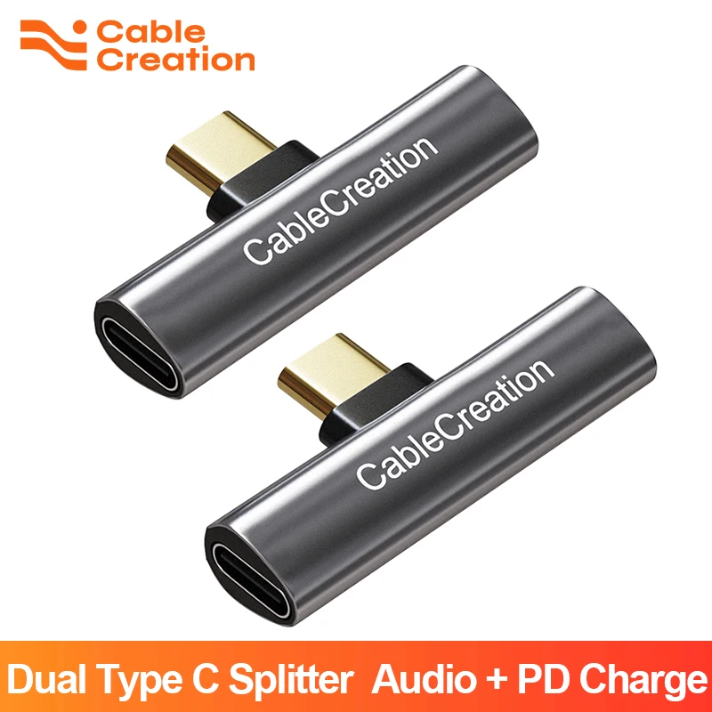Разветвитель CableCreation USB C 2 в 1 адаптер для наушников с двумя разъемами типа аудио и