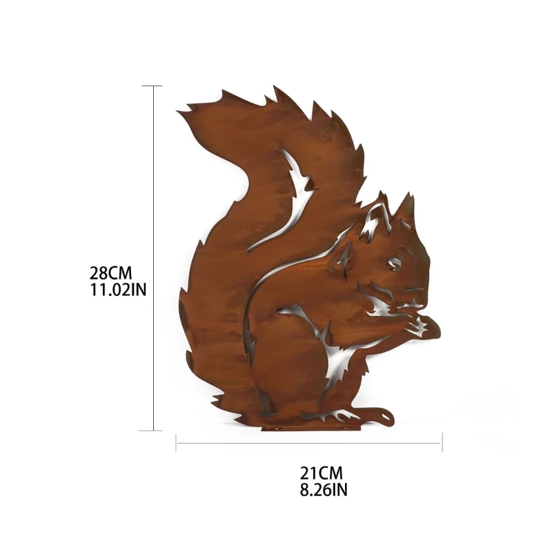 

Rusty Standing Squirrel Decor Metal Iron Animal Sculpture Wall Art Statue Ornament Outdoor Indoor Tree Garden Yard Drop Shipping