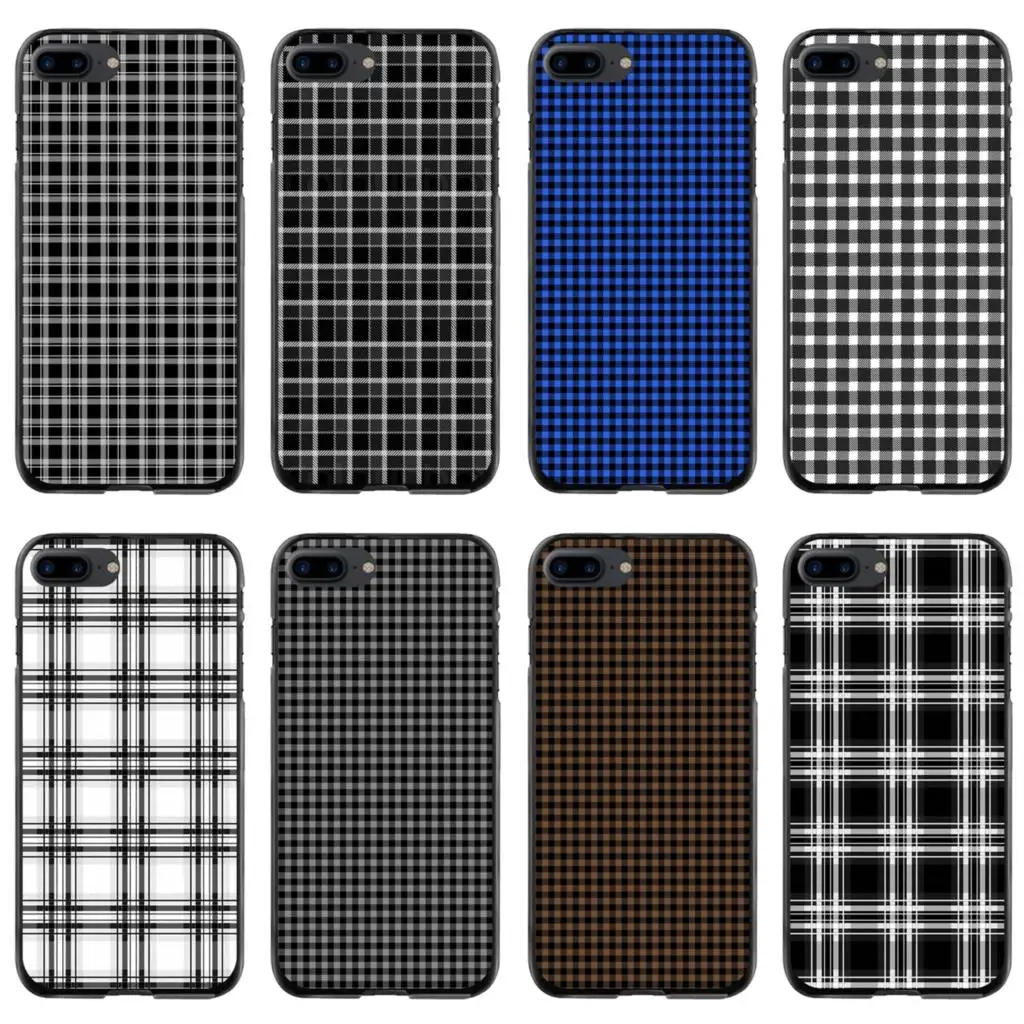 

Hard Phone Case For iPod Touch iPhone 11 12 Pro MAX 4S 5 5S SE 6 6S 7 8 Plus X XR XS Black White Plaid