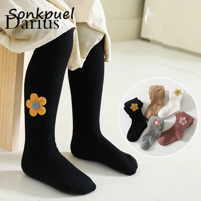 

Soild Color Baby Tights Flower Cotton Princess Girls Tights Kids Children Pantyhose Girls Leggings 0-6Years Spring Clothes