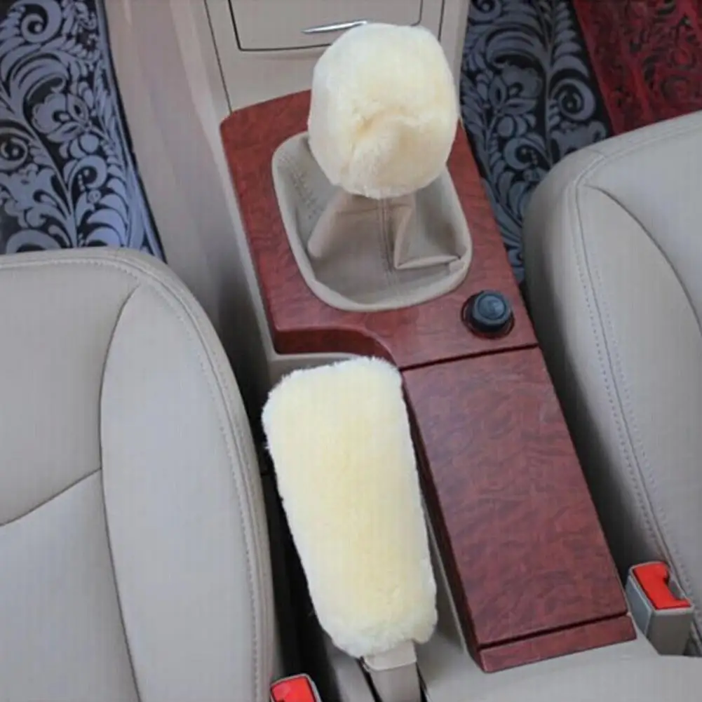 

1 Set Practical High Durability Washable Winter Handbrake Plush Sleeve for Vehicle Gear Shift Sleeve Gear Shift Sleeve