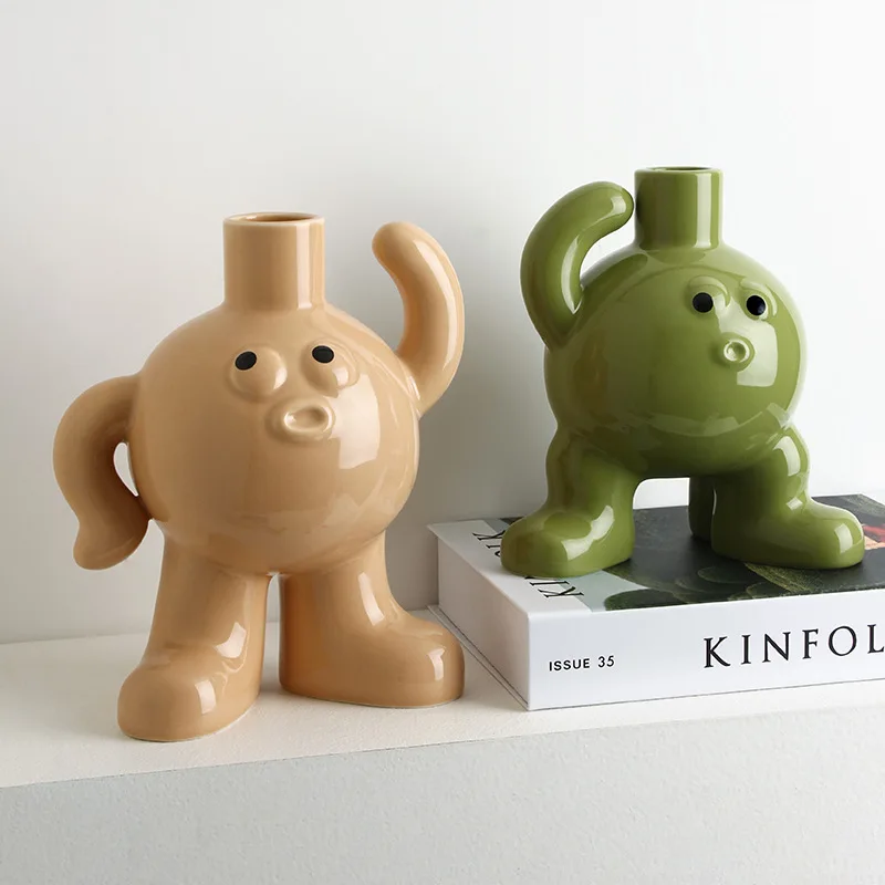 

Creative Ceramic Vase Ceramic Big Feet Art Dining Table Living Room Decoration Flower Arranging Device Flower Vases for Homes