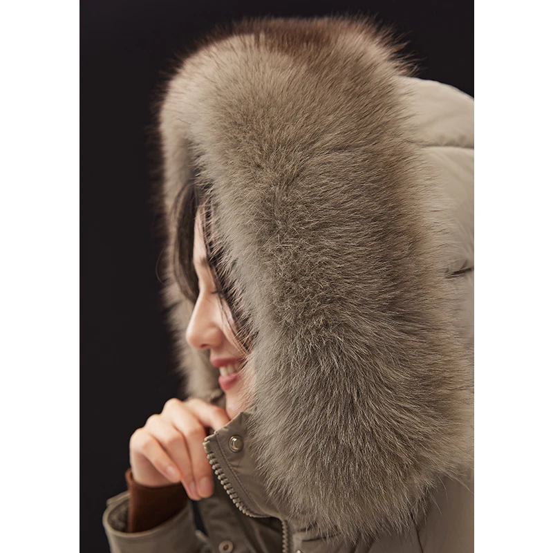 New Abrigos Mujer Invierno 2022  90%  White Duck Down  Long  Winter Jacket Women  High Street Fox Fur Collar and Hat Detachable