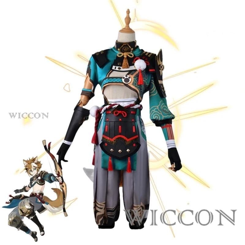 Костюм для косплея Genshin Impact Gorou брюки с лисьим хвостом и ушками костюм на Хэллоуин