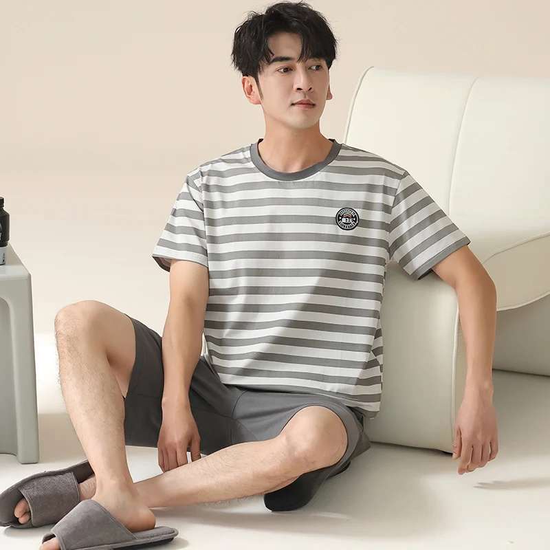 [Класс антибактериальной лайкры против клещей] Мужские пижамы с тремя