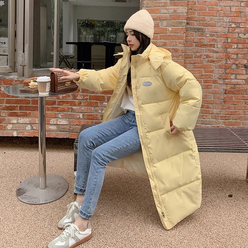 2022 Winter New Fashion Thick Down Cotton Clothes Women's Long Coat Knee Length Temperament Women Basic Jackets Campera Mujer