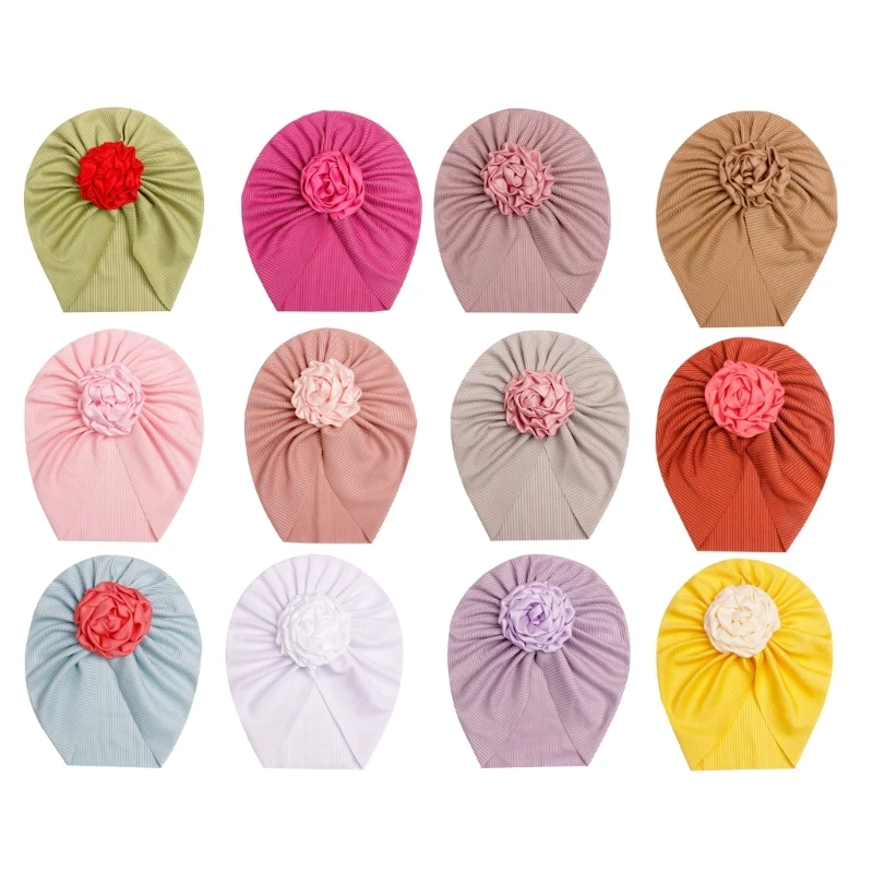 

Large Flower Knot BowBeanie Turban Hat Cap Headwrap Hospital Nursery for Newborn
