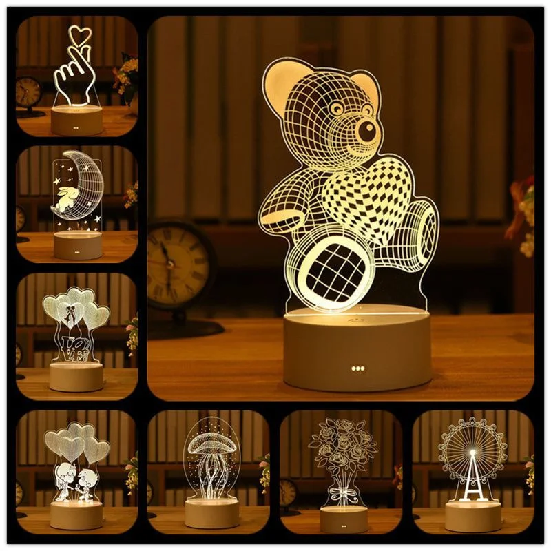 

Romantic Love Night Light 3D Acrylic LED USB Lamp for Bedroom Kid Gift Table Lamp Decor Christmas Birthday Party Valentine's Day