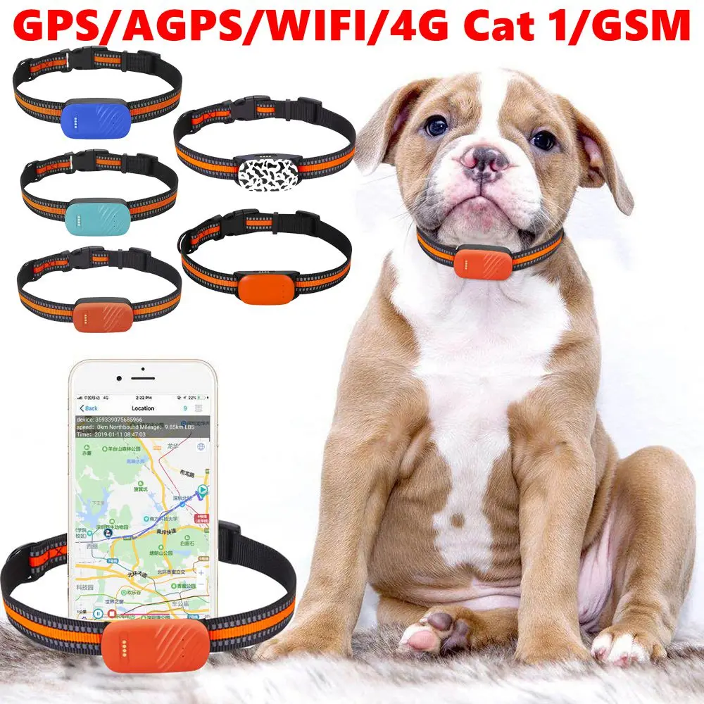 

4G WIFI GPS Pet Collar Locator Safety Tracking Device Waterproof Remote Control APP Rechargeable for Dog Cat Animals Locator
