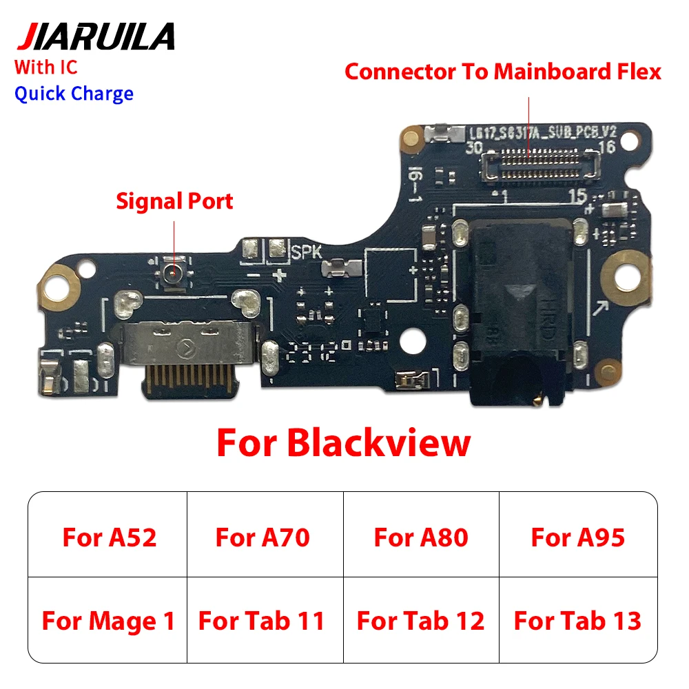 Фото Плата разъема USB Micro для зарядки (гибкий шлейф) для Blackview A52, A70, A80, A92, Mage 1, Oscal C80, Tiger 12, Tab 11, 12, 13, Oukitel C35 №1