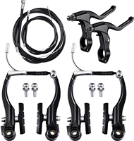 complete bicycle brake set front and rear bike hybrid blake inner and outer cables lever kit includes callipers black