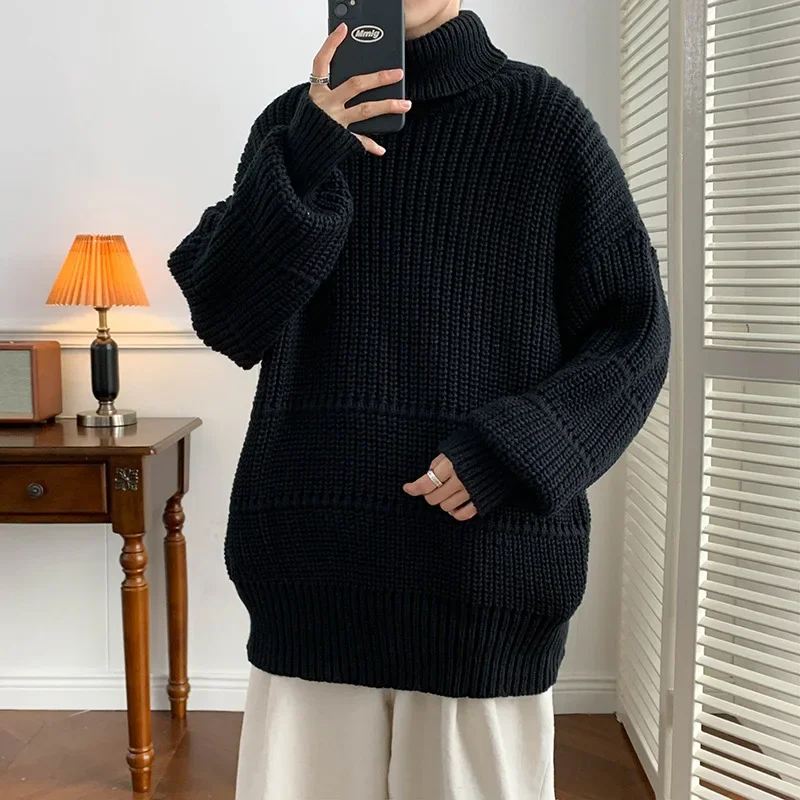 Новый мужской бархатный свитер-поло с оленем/однотонный свободный Универсальный