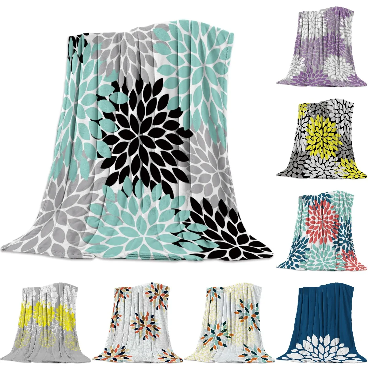 

Green Dahlia Bedspread Blankets Flannel Throws Throw Cover Wrap Personalized Fleece Cozy Comfort Durable Family Room Watching Tv