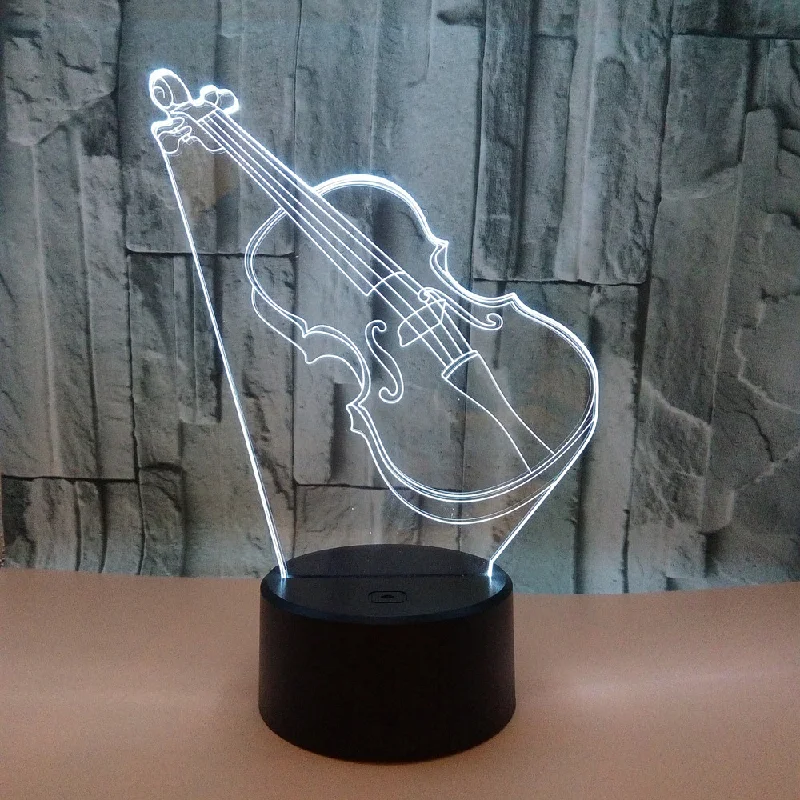 

Children's Birthday Gift 3D Acrylic Lamp Violin Instruments Bedroom Decoration Color Conversion Lights LED Decoration Cool Gift