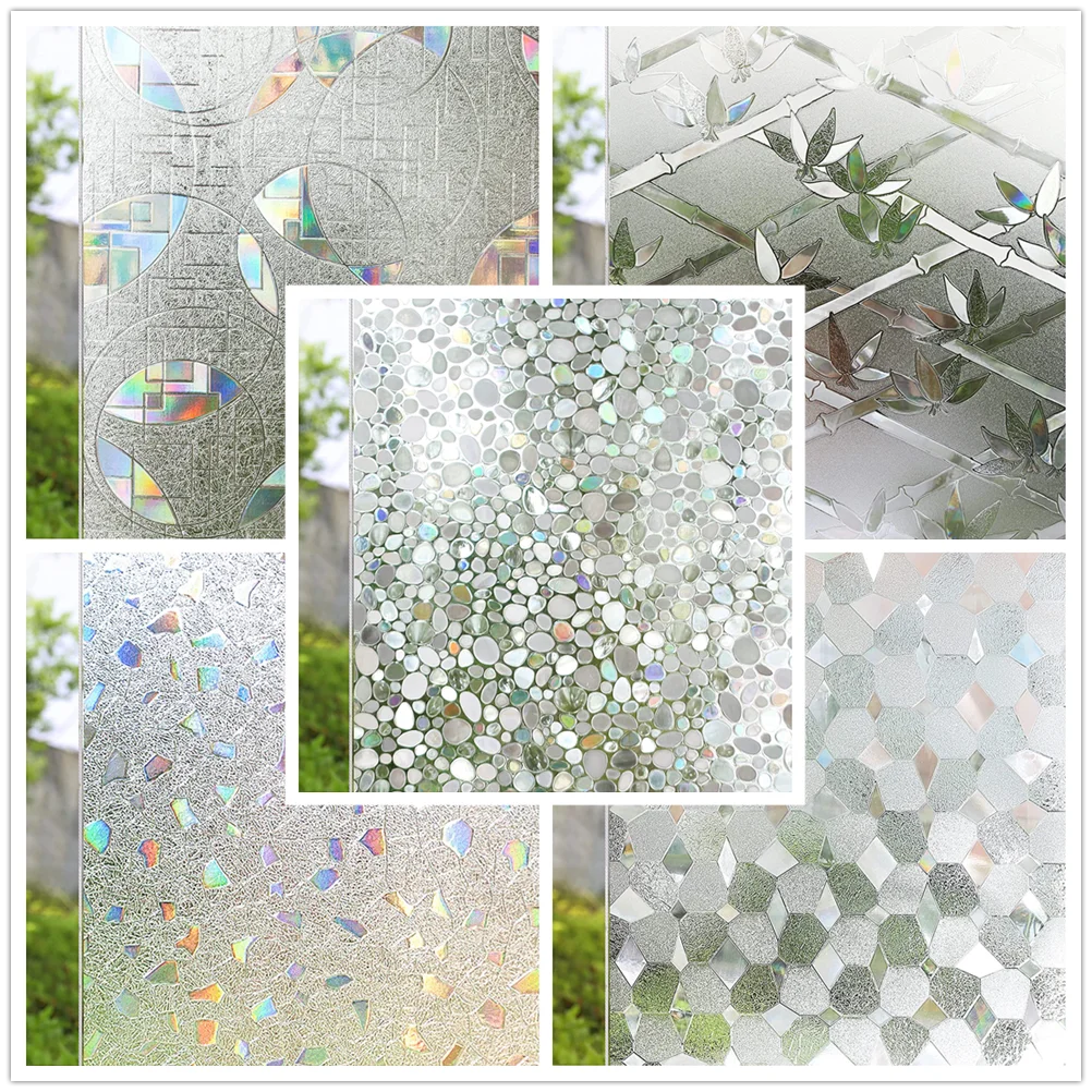 

Privacy Window Film No Glue Frosted Glass Sticker for Home Office Static Anti-UV Window Paper Decor Window Covering for Bathroom