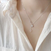 fashion zircon star charm pendent necklaces for women simple double pendant clavicle chain party jewelry gift