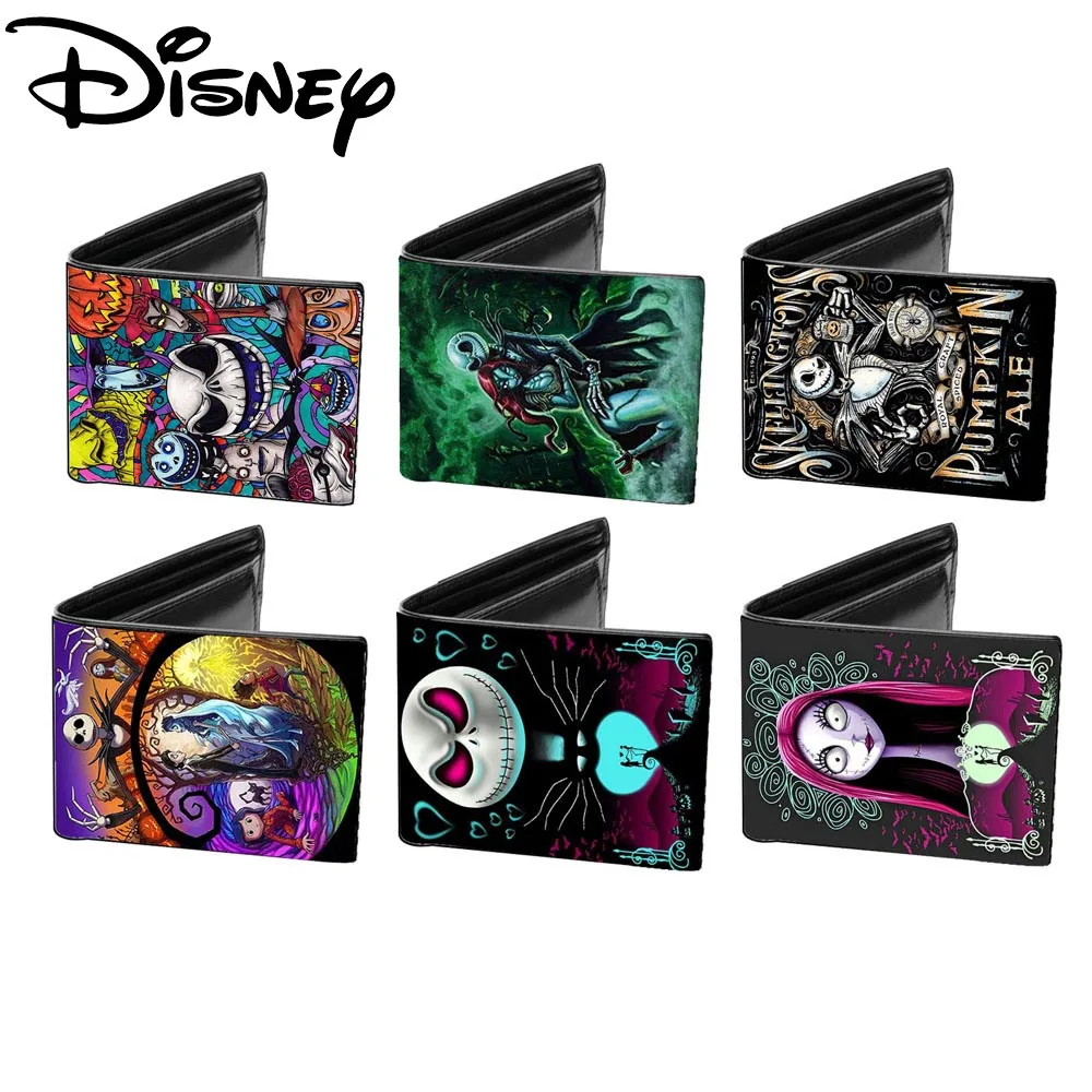 

The Nightmare Before Christmas Men's Wallet Disney Jack Sally Pattern Leather Long Wallet Multifunctional Card Holder Coin Purse