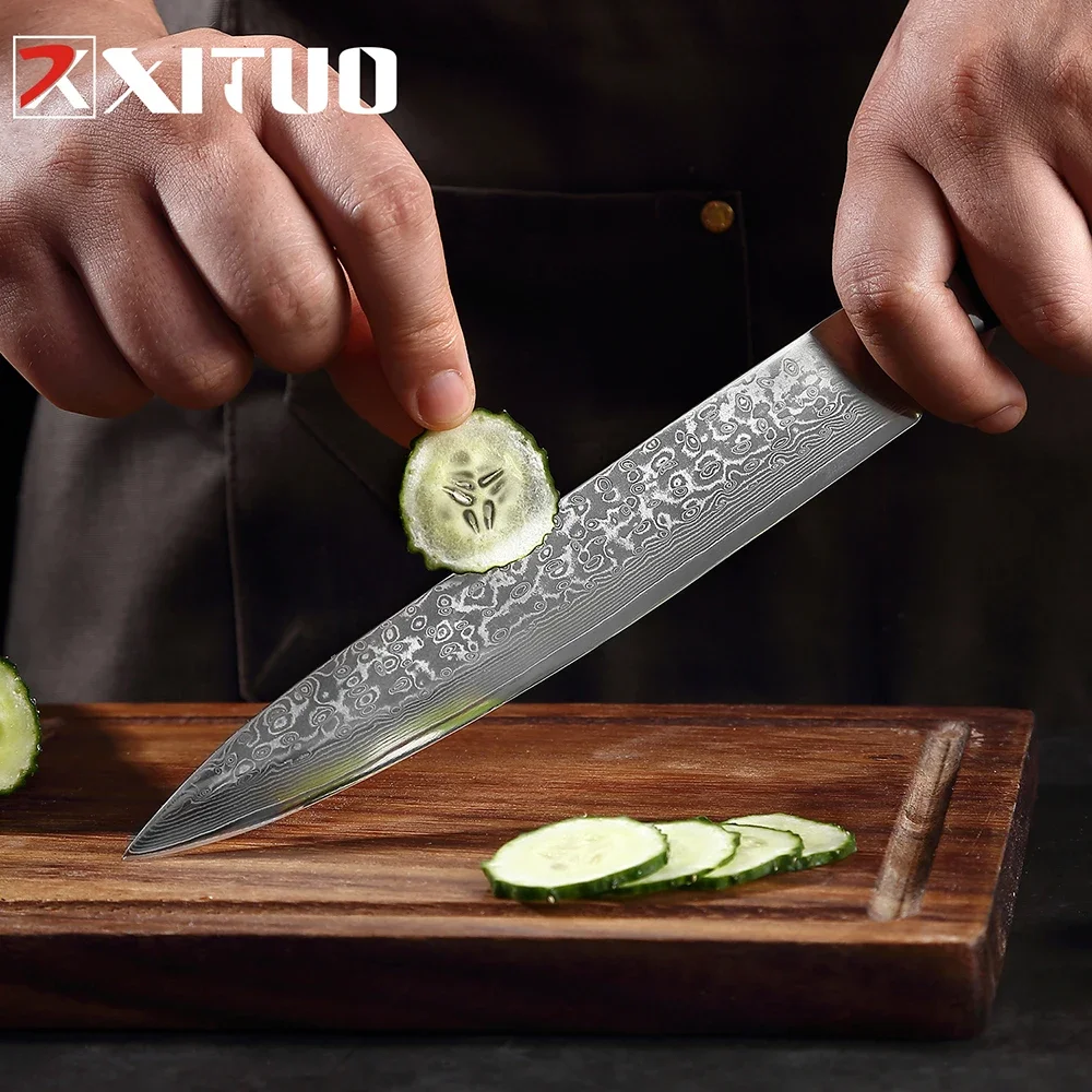 Дамасский 67 слоев VG10 стальной нож для нарезки 8 дюймов острый кухонный резьбы