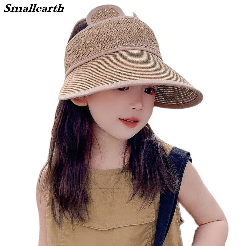 

Шляпа детская соломенная с широкими полями, милая пустая Панама от солнца, для пляжа, для мальчиков и девочек, летняя