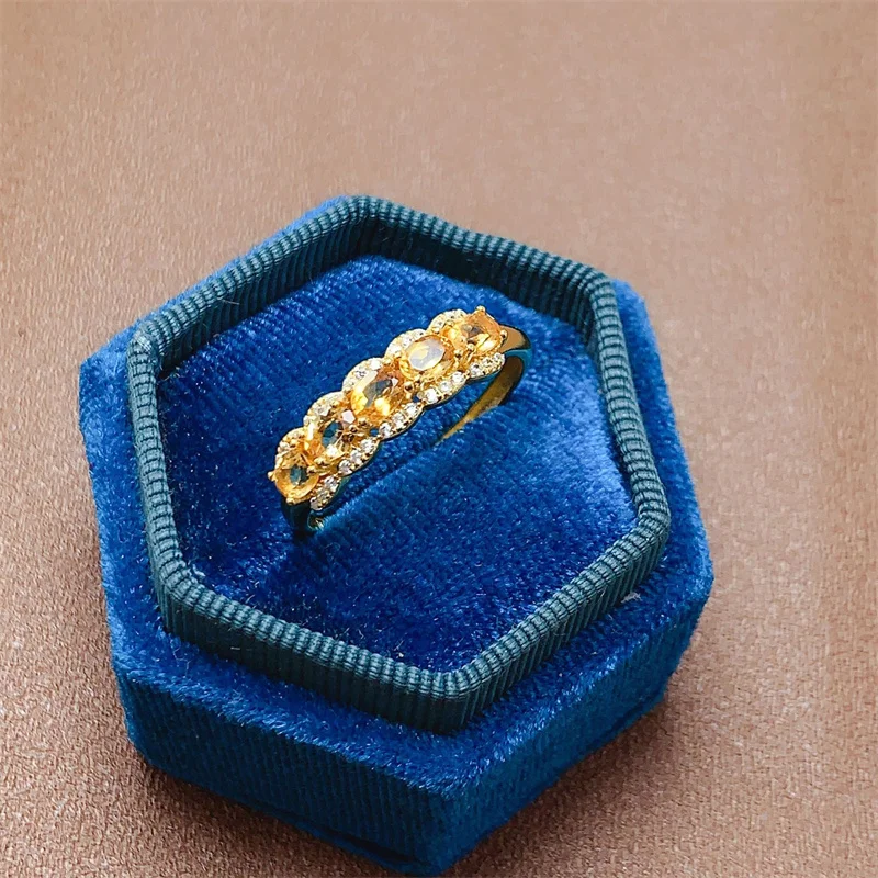 Женское Обручальное кольцо из натурального цитрина серебро 925 пробы подарок на