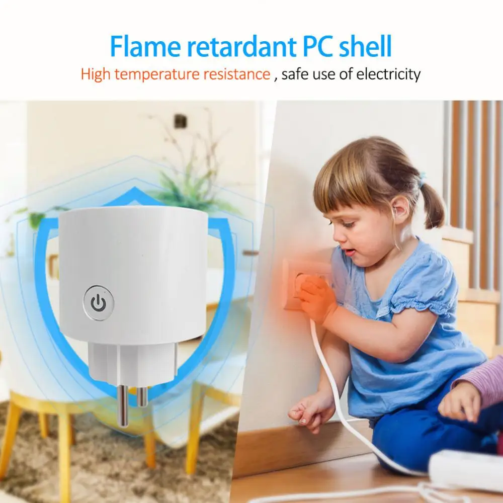 

With Meter Statistics Power Socket Voice Control Eu Plug Timer Wifi Wireless Remote Socket Supports Alexa Google Home 16a 20a