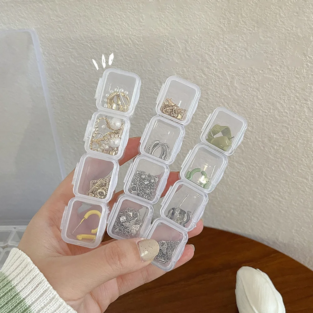 Box Organizer Bead Containers Jewelry Storage Clear Beads Mini Earring Case Dividers Rhinestone Holder Transparent Bracelets