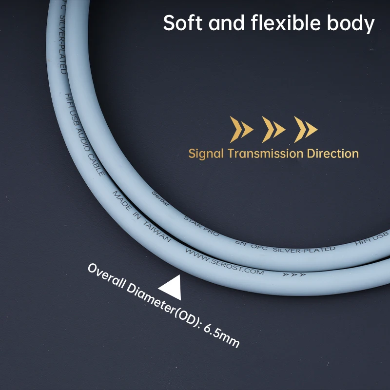 Фото Цифровой аудиокабель Serost HiFi из посеребренной бескислородной меди USB Type-C OTG для ЦАП, DSP, мобильных телефонов и звуковых карт №4